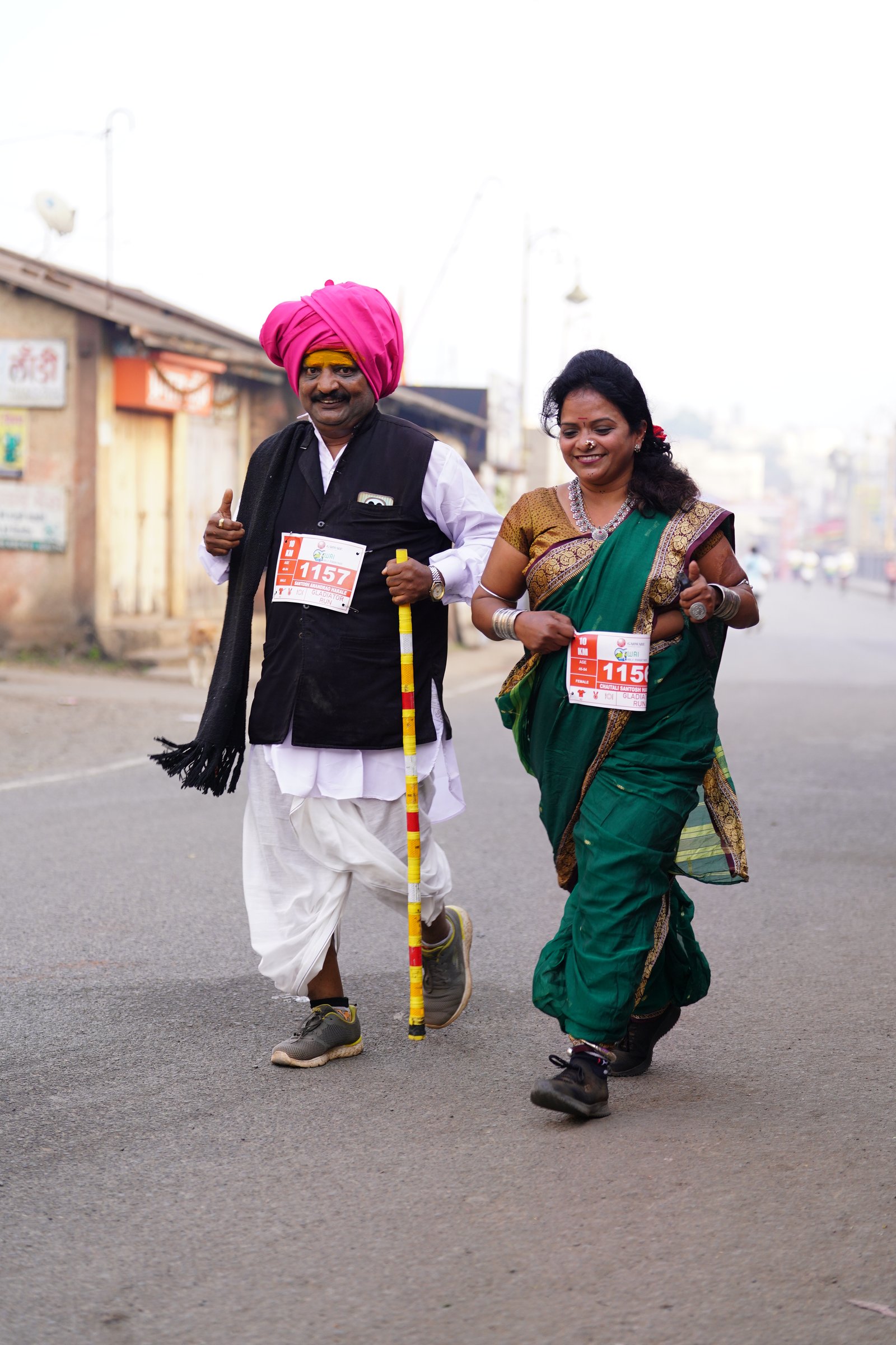 Runners sharing the route